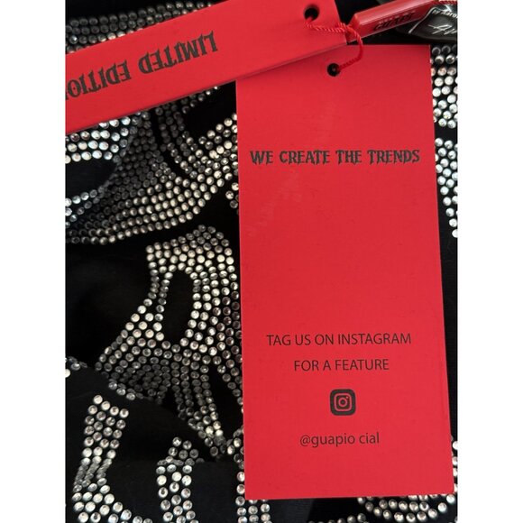 Guapi Men's Skeleton Rhinestone Hoodie Black Limited Editions Size S NWT (JB) - Picture 7 of 14